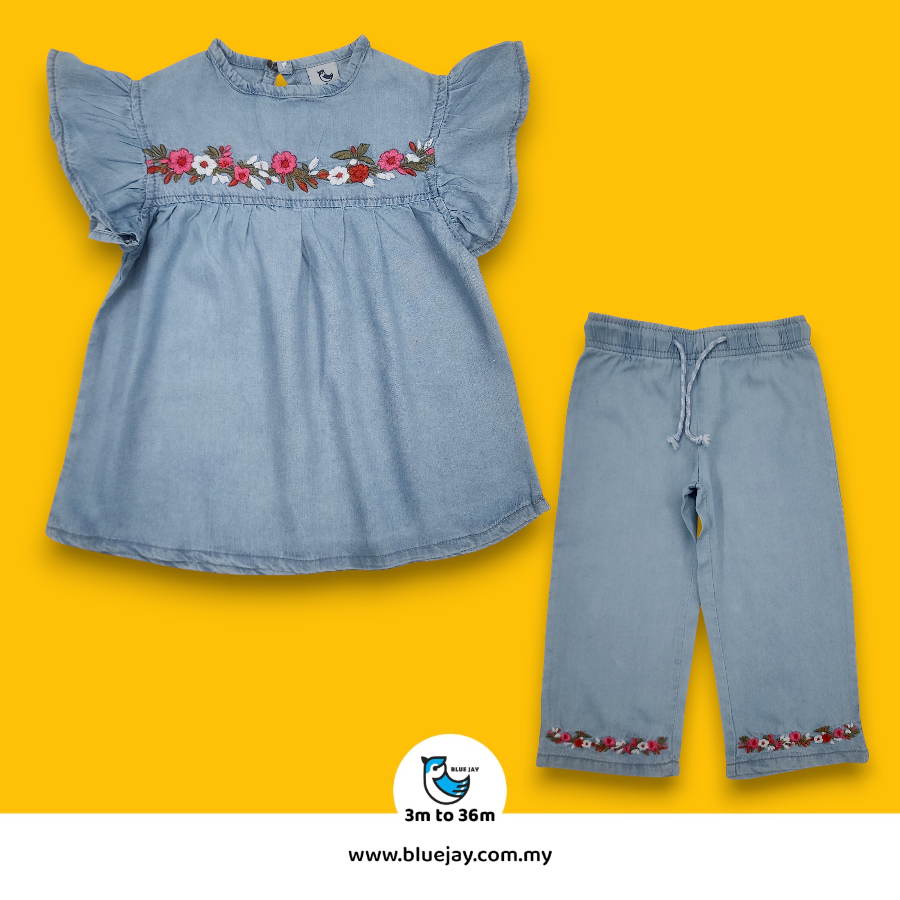 Blue Jay Denim Baby Blouse Set